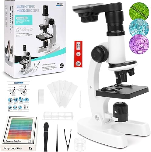 Microscopio para Niños Principiantes 300X–1200X con Iluminación LED